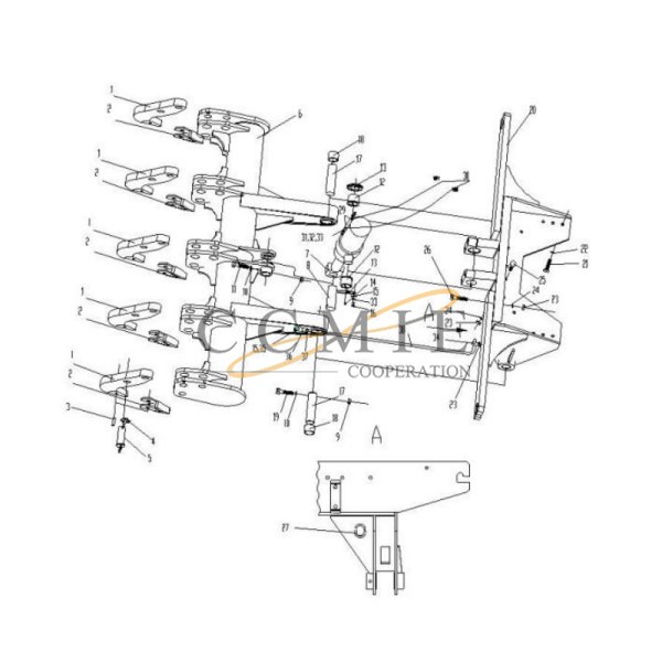 China 381300559 rake bar for XCMG GR300 motor grader rear ripper ...
